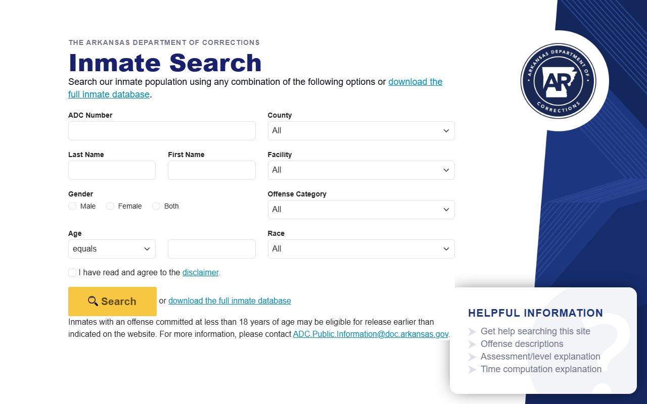 Dr. Mary L. Parker-Reed Women's Health Unit inmate search Arkansas DOC form